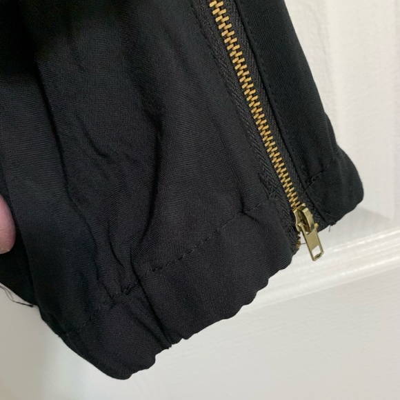 Vintage Silky dress Pants cinched cuff Gold Zipper at Ankle & Front Tie Size L - Picture 7 of 12